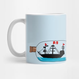 Kids Pirate Ship in a Bottle Drawing Mug